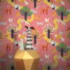 Dog Park Wallpaper by Feathr in Pink colour|Dog Park Wallpaper by Feathr in Pink colour closeup|Dog Park Wallpaper by Feathr in Blue colour with window