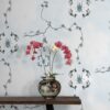 Jewel Scarab Wallpaper in Blue Colour by Feathr at Curious Egg|Jewel scarab grey wallpaper by Feathr